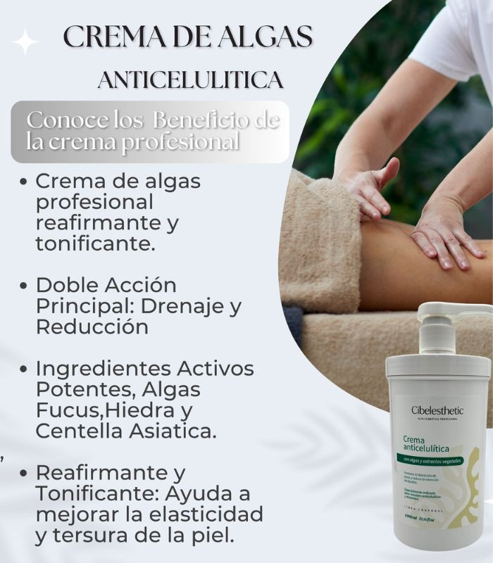 Crema Anticelulítica de Algas 🌿 Profesional Cibelesthetic