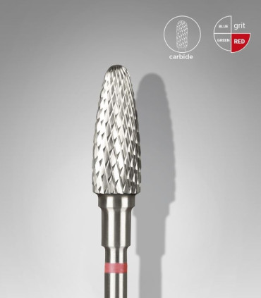 Staleks Fresa de Metal Duro Maíz (Corn) Roja 5 mm (FT90R050/13) Punta de Seguridad para Retirada de Gel y Acrílico | Grano Fino