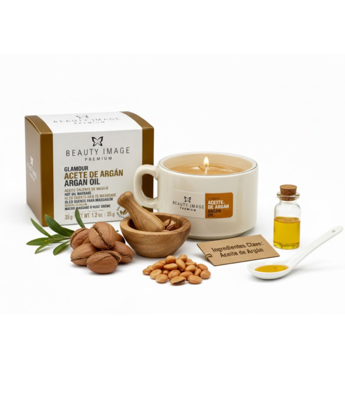 Vela Masaje Oro Glamour Beauty Image 35g	Argán y Brillo ✨