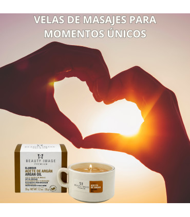 Vela Masaje Oro Glamour Beauty Image 35g	Argán y Brillo ✨