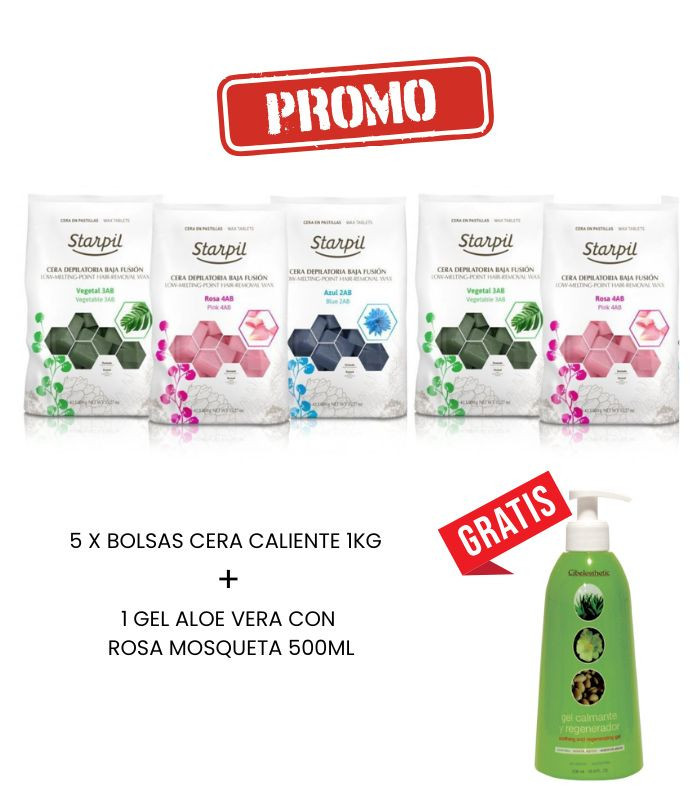 Pack 5kg Cera Caliente Cibelesthetic + Gel Aloe GRATIS 🍯